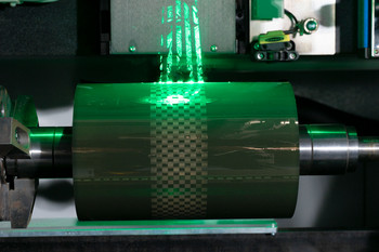 Printing cylinders during laser structuring.